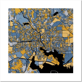 Baltimore Map Pattern in Blue & Gold Posters and Art